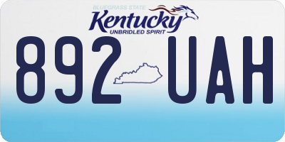 KY license plate 892UAH