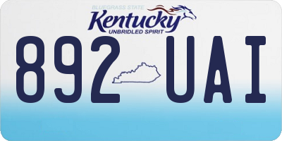 KY license plate 892UAI