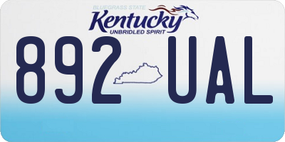KY license plate 892UAL
