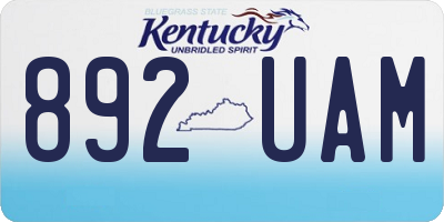 KY license plate 892UAM