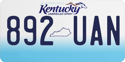 KY license plate 892UAN
