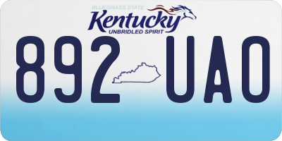 KY license plate 892UAO
