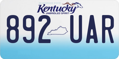 KY license plate 892UAR
