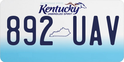 KY license plate 892UAV