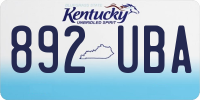 KY license plate 892UBA