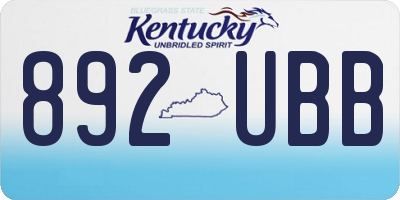 KY license plate 892UBB