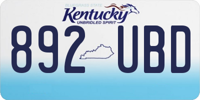 KY license plate 892UBD