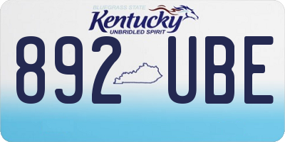 KY license plate 892UBE