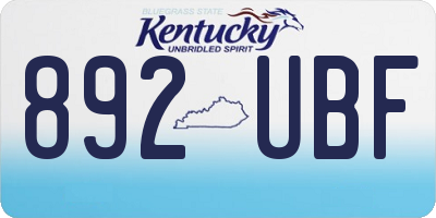KY license plate 892UBF