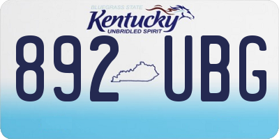 KY license plate 892UBG
