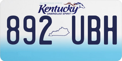 KY license plate 892UBH