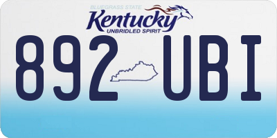 KY license plate 892UBI