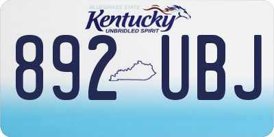 KY license plate 892UBJ