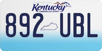 KY license plate 892UBL