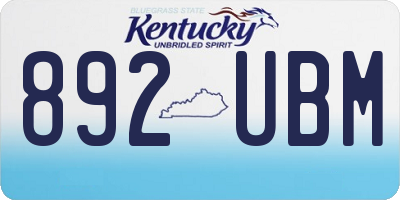 KY license plate 892UBM