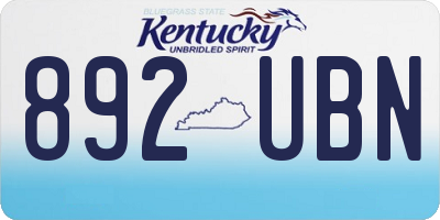 KY license plate 892UBN