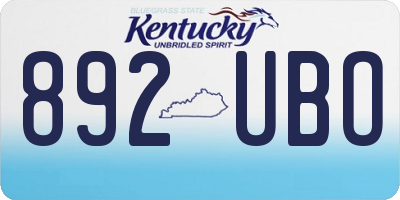 KY license plate 892UBO