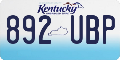 KY license plate 892UBP