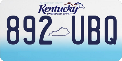 KY license plate 892UBQ