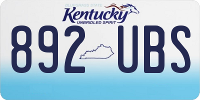 KY license plate 892UBS