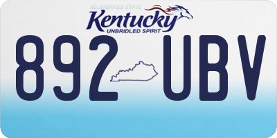 KY license plate 892UBV