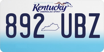 KY license plate 892UBZ