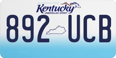 KY license plate 892UCB