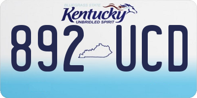 KY license plate 892UCD