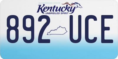 KY license plate 892UCE
