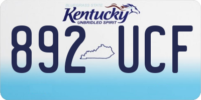 KY license plate 892UCF