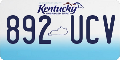KY license plate 892UCV