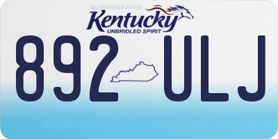 KY license plate 892ULJ