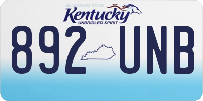 KY license plate 892UNB