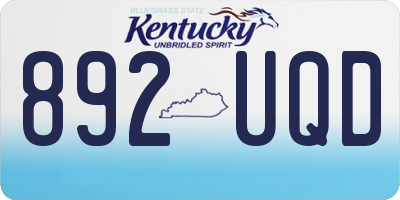 KY license plate 892UQD