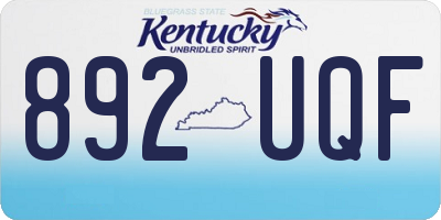 KY license plate 892UQF