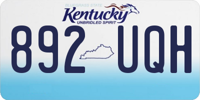KY license plate 892UQH