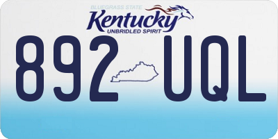 KY license plate 892UQL