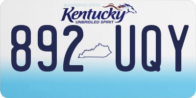 KY license plate 892UQY