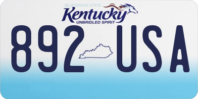 KY license plate 892USA
