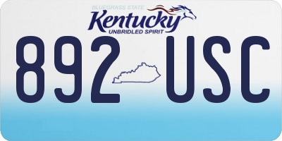 KY license plate 892USC