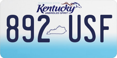 KY license plate 892USF