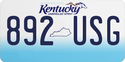KY license plate 892USG
