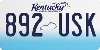 KY license plate 892USK