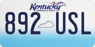 KY license plate 892USL