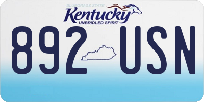 KY license plate 892USN