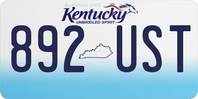 KY license plate 892UST
