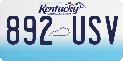 KY license plate 892USV