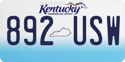 KY license plate 892USW