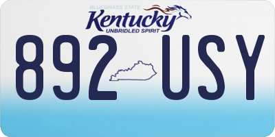 KY license plate 892USY