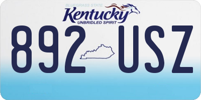KY license plate 892USZ